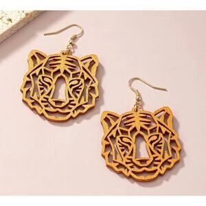 Orange Tiger Wood Earrings